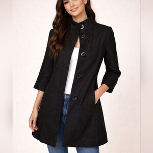 Tulle Black Pea Coat 3/4 Sleeve - Size XS